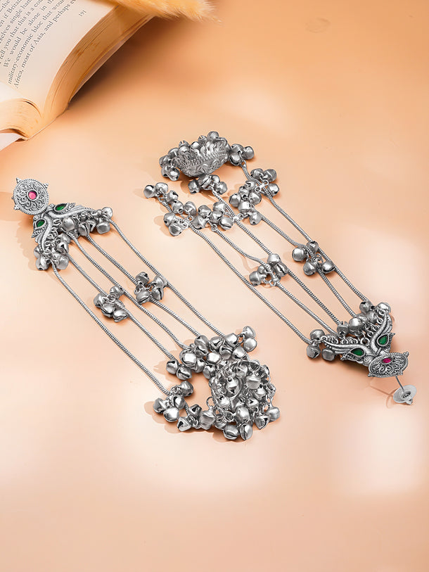 Royal Oxidised Shoulder Duster Earrings