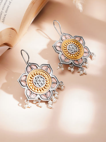 Classic Floral Oxidised Drop Earrings