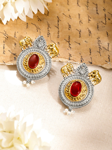 Festive Antique Ruby Drop Earrings