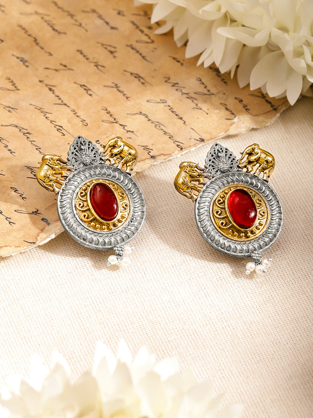 Festive Antique Ruby Drop Earrings