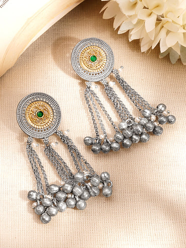 Oxidised Tassel Multi-Chain Ghungroo Dangler