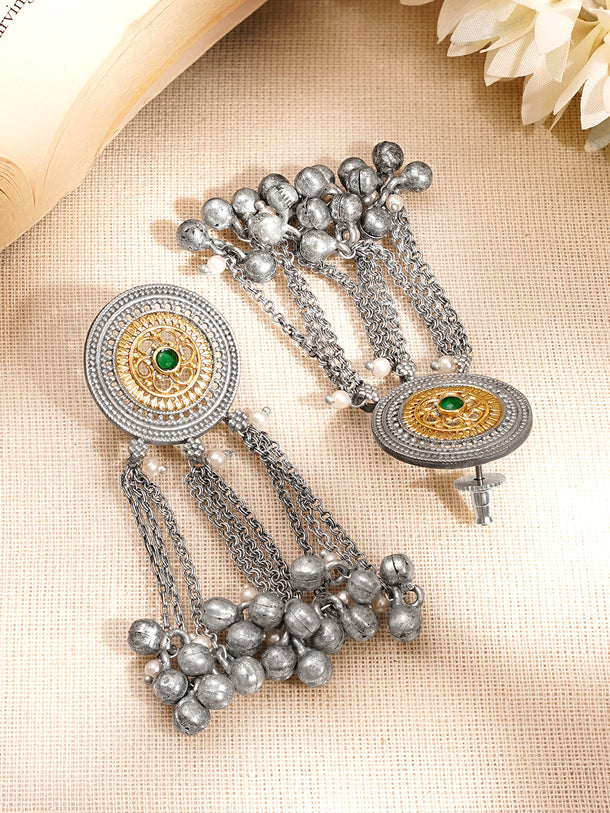 Oxidised Tassel Multi-Chain Ghungroo Dangler