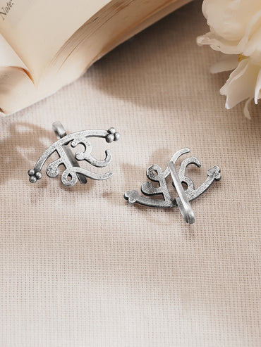 Oxidised Silver Tone Brass Noor Name Ear Cuff