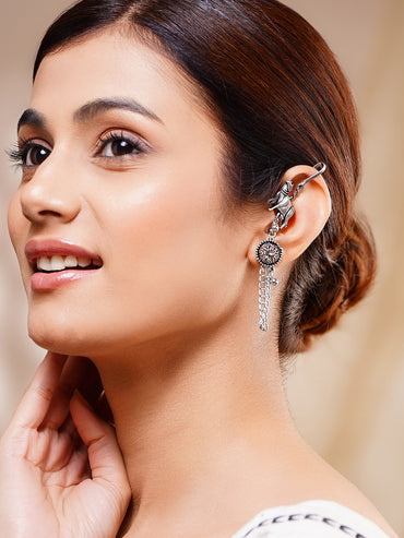 Oxidised Bull Chain Statement Ear Cuffs