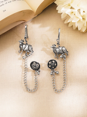 Oxidised Bull Chain Statement Ear Cuffs