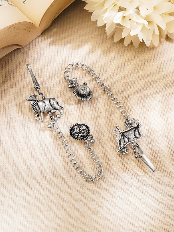 Oxidised Bull Chain Statement Ear Cuffs