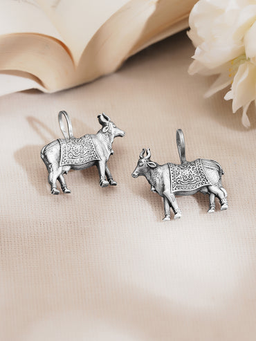 Bold Oxidised Cow Statement Ear Cuffs