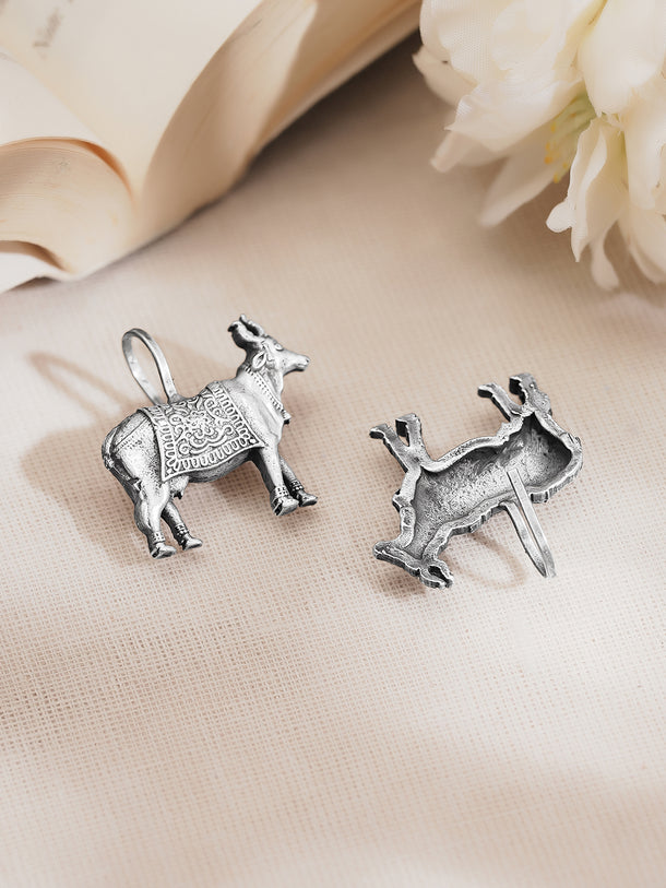 Bold Oxidised Cow Statement Ear Cuffs