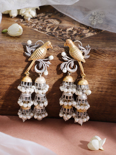 Heritage Bird Oxidised Jhumka