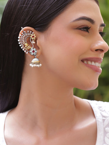 Elegant Pearls Multicolour Oxidised Jhumka