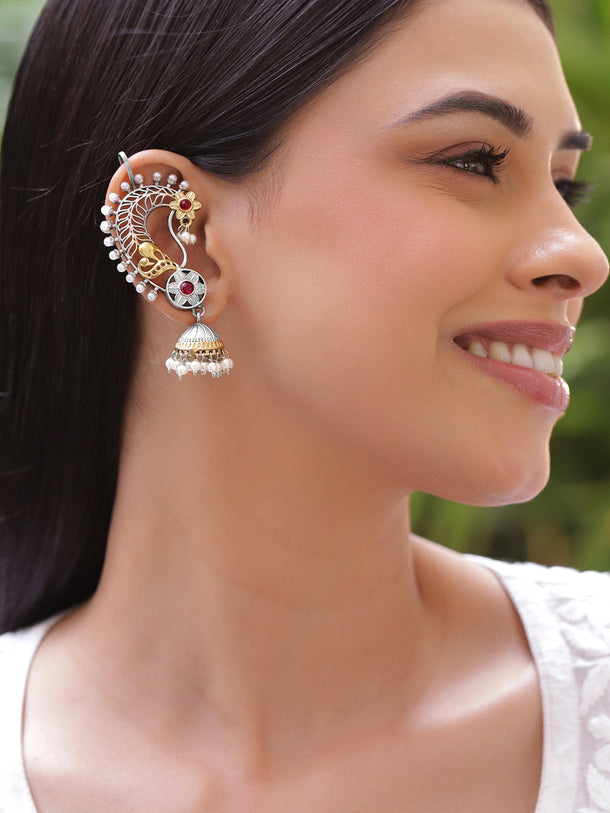 Elegant Pearls Multicolour Oxidised Jhumka