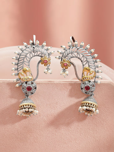 Elegant Pearls Multicolour Oxidised Jhumka