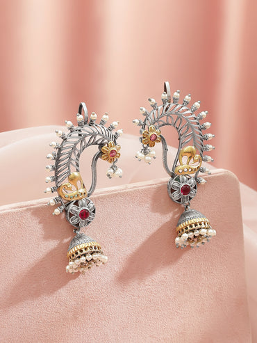 Elegant Pearls Multicolour Oxidised Jhumka