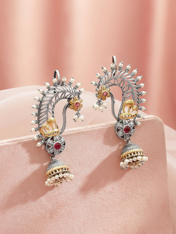 Elegant Pearls Multicolour Oxidised Jhumka