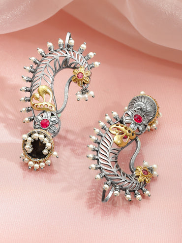 Elegant Pearls Multicolour Oxidised Jhumka