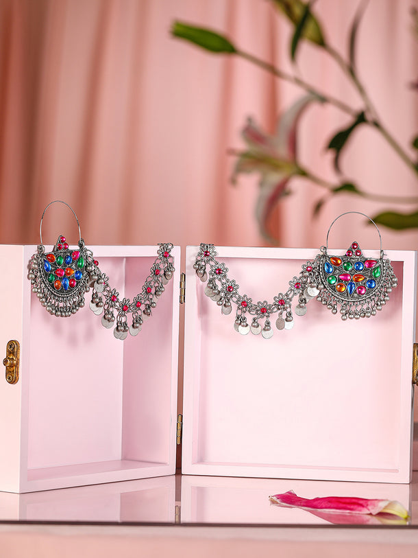 Vivid Bloom Pearl Chandbali with Kaan Chain