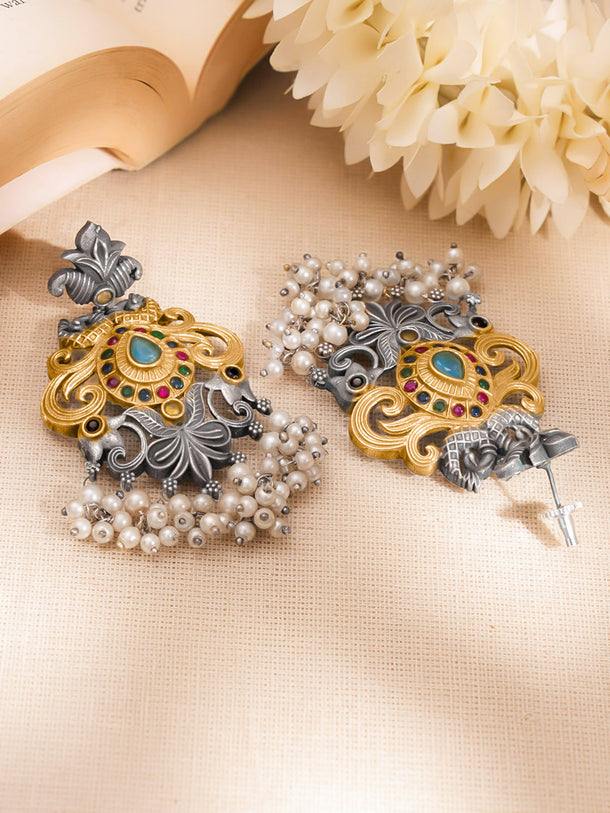 Oxidised Statement Festive Drop Earrings