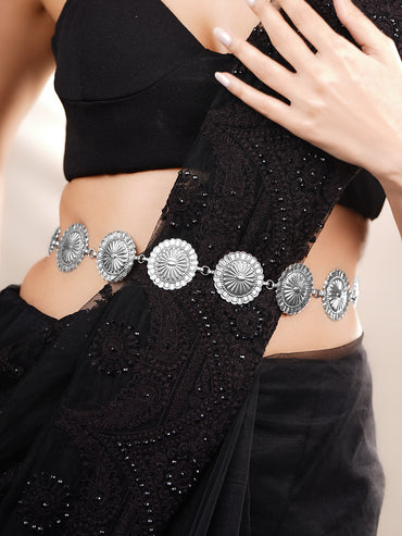 Oxidised Coin Disc Waist Chain Belt