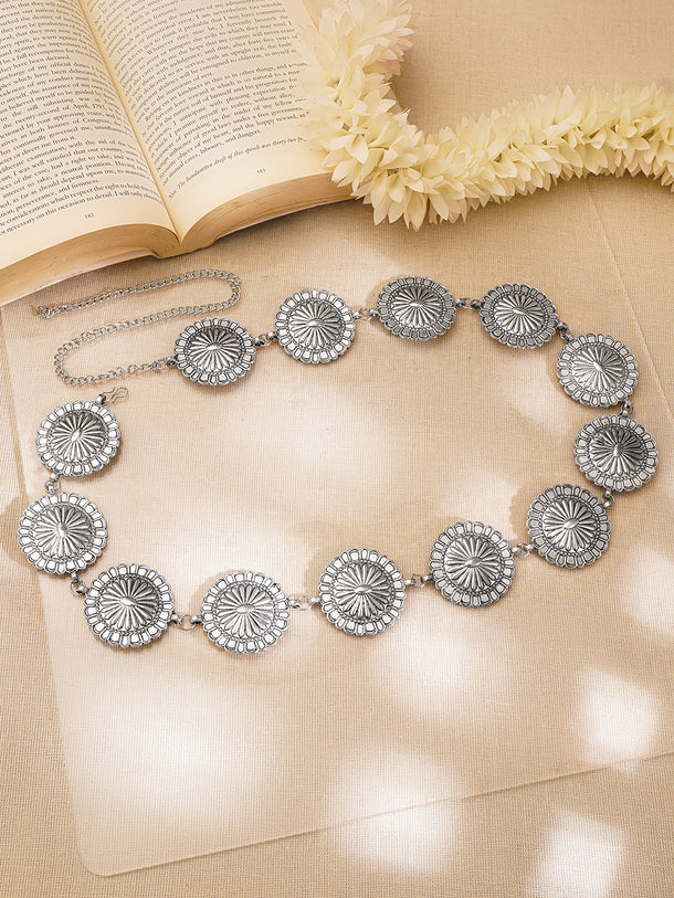 Oxidised Coin Disc Waist Chain Belt