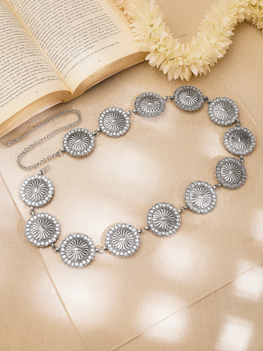 Oxidised Coin Disc Waist Chain Belt