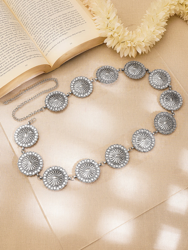 Oxidised Coin Disc Waist Chain Belt