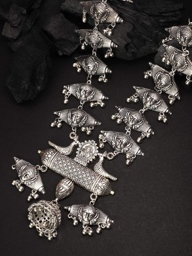 Rubans Oxidised Silver Plated  Necklace