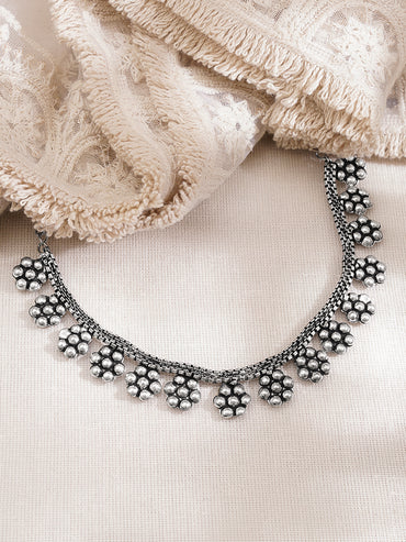 Vintage Oxidised Floral Statement Necklace
