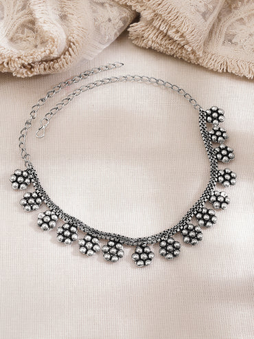 Vintage Oxidised Floral Statement Necklace