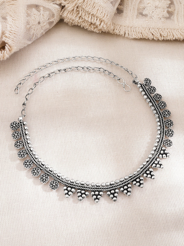 Oxidised Floral Statement Necklace