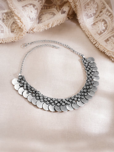 Vintage Oxidised Coin Charm Necklace