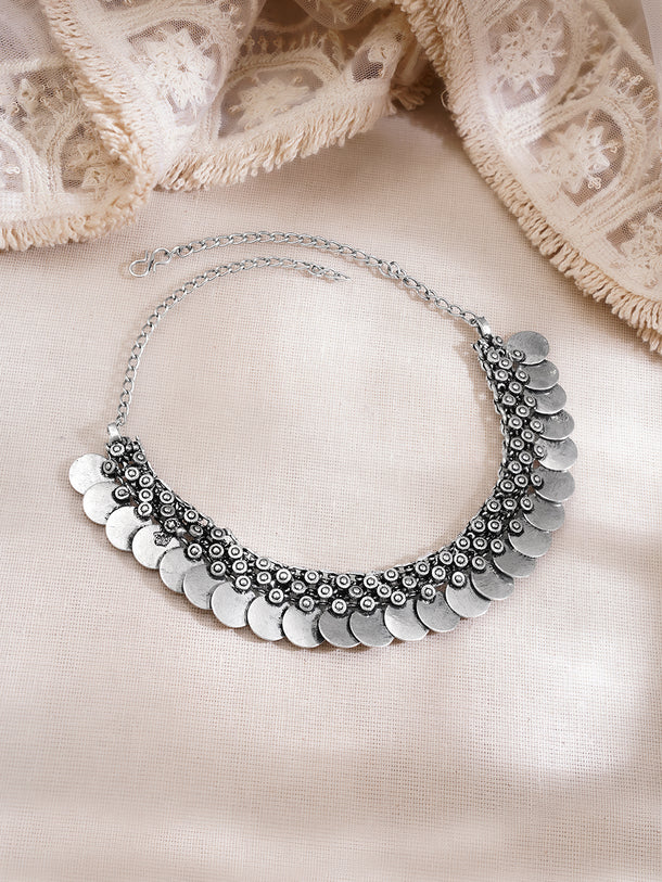 Vintage Oxidised Coin Charm Necklace