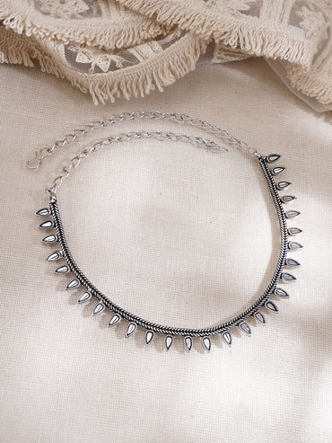 Oxidised Drop Detail Statement Necklace