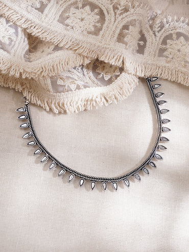Oxidised Drop Detail Statement Necklace