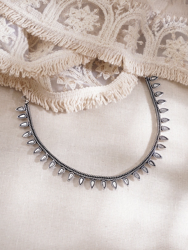 Oxidised Drop Detail Statement Necklace