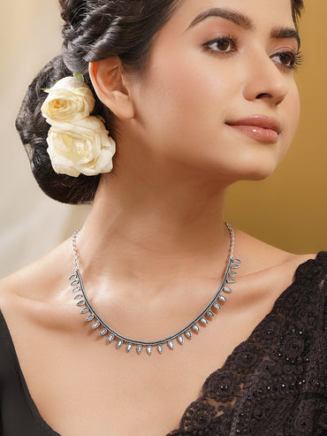 Oxidised Drop Detail Statement Necklace