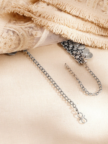 Oxidised Silver Coin Statement Necklace