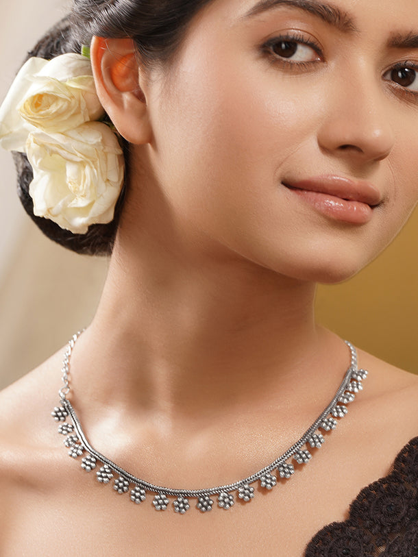 Floral Design Oxidised Necklace
