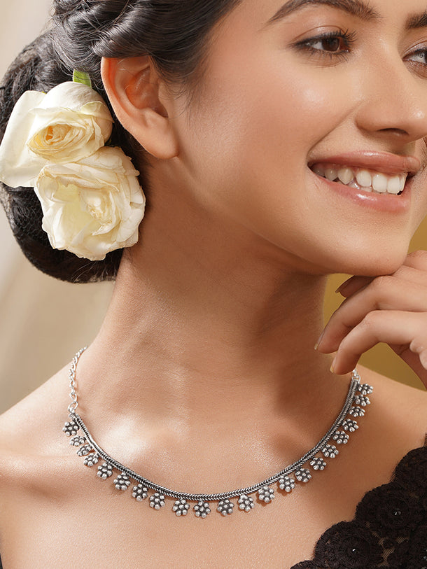 Floral Design Oxidised Necklace