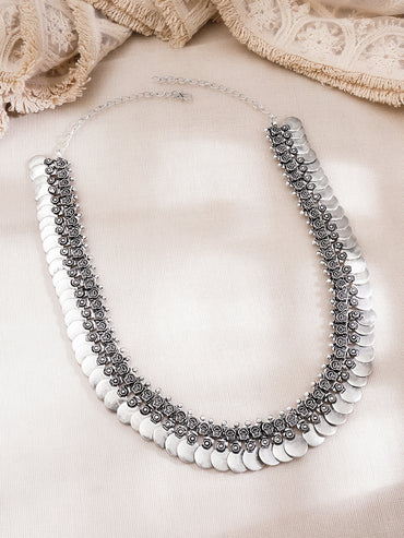 Oxidised Long Tribal Statement Necklace