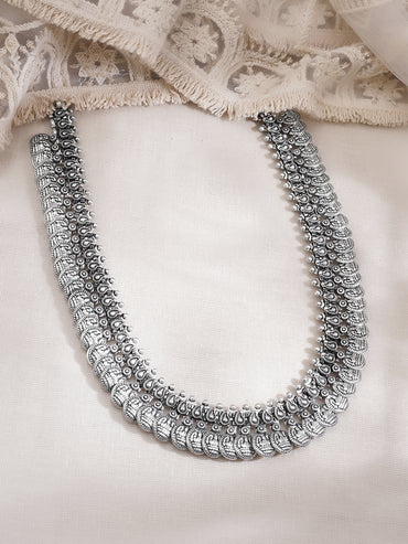 Oxidised Layered Coin Statement Necklace