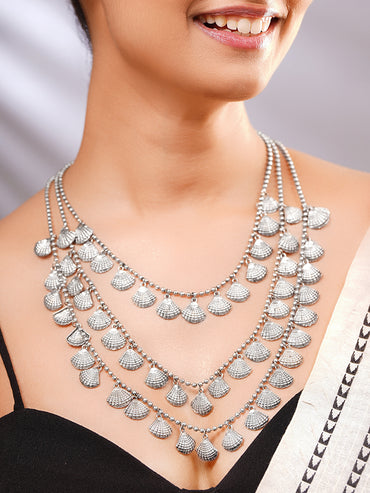 Oxidised Ocean Whisper Shell Layered Necklace