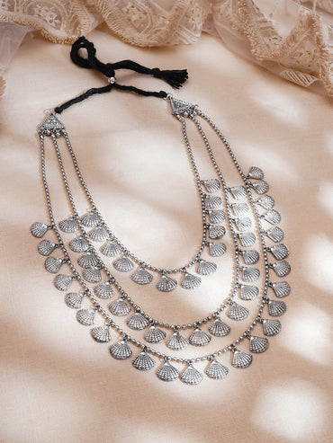 Oxidised Ocean Whisper Shell Layered Necklace