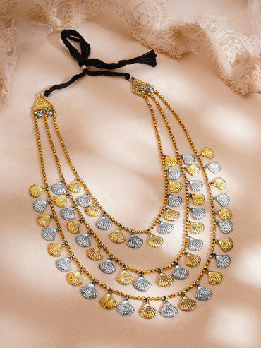Dual-Tone Sunkissed Seashell Layered Necklace
