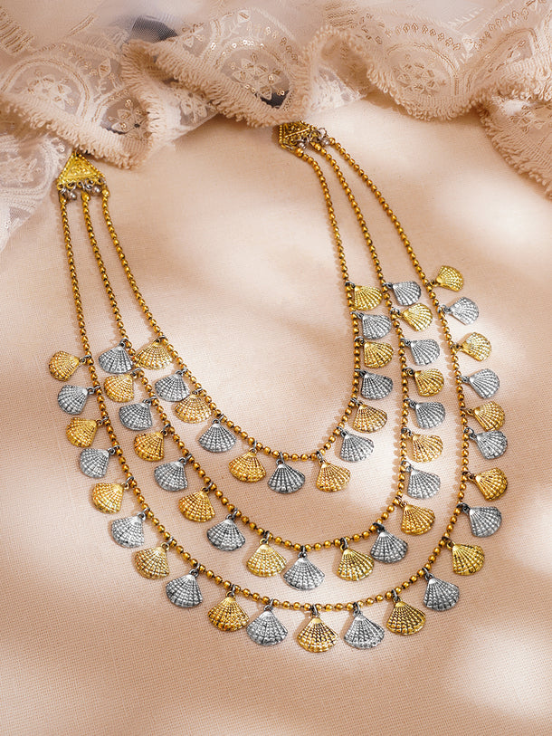 Dual-Tone Sunkissed Seashell Layered Necklace