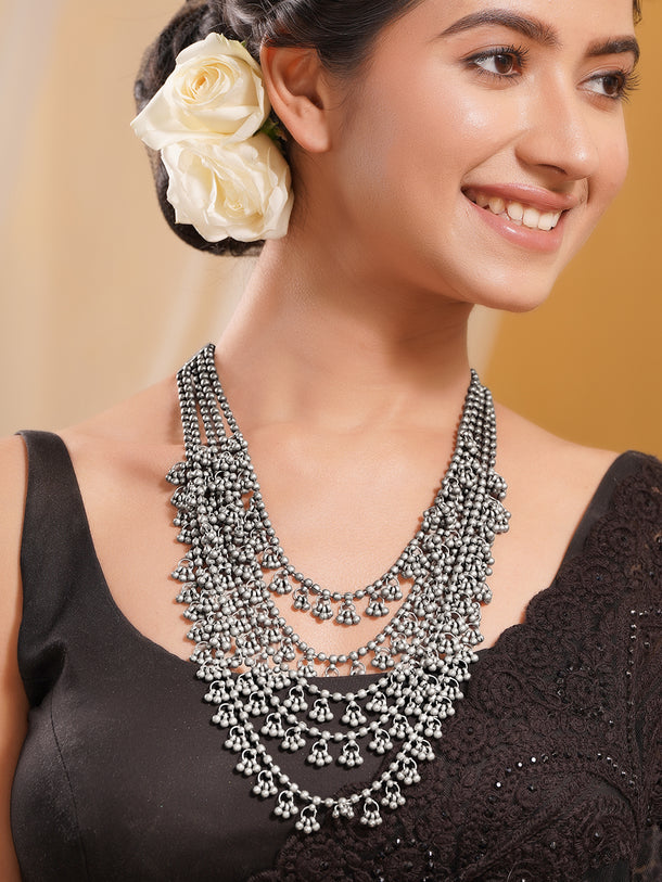 Bold Oxidised Ghungroo Layered Necklace