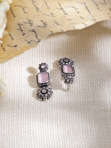 Pink & Blue Oxidized Floral Necklace Set