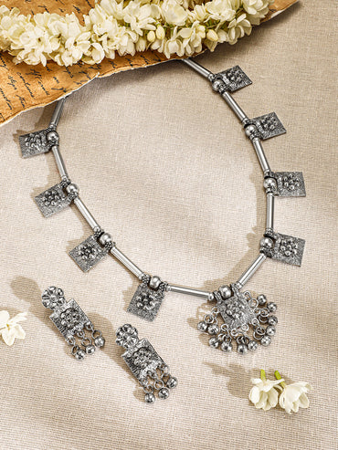 Oxidized Silver Necklace Set