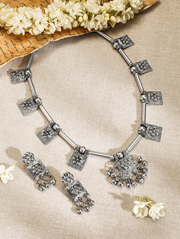 Oxidized Silver Necklace Set