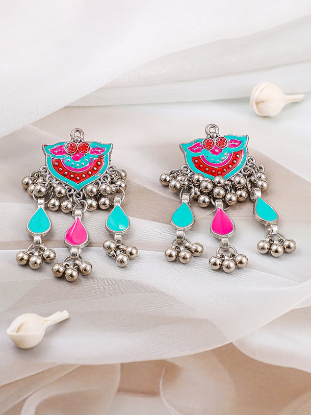Splendid Multi Colour Oxidised Necklace Set