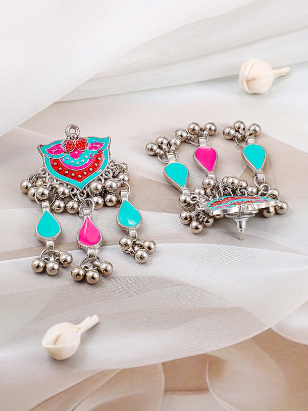 Splendid Multi Colour Oxidised Necklace Set